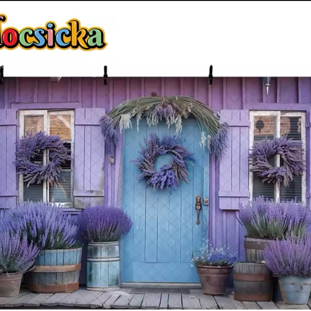 Purple and Blue Rustic Door vinyl background size 10x7 ft
